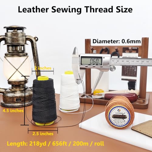 LUSTEMBER Heavy Duty Sewing Thread, 3 Rolls x 656 FT Extra Strong Nylon Upholstery Thread, Smooth Industrial String for Leather, Canvas, Outdoor Gear, Shoe Repair (Black, White, Brown) - Image 3