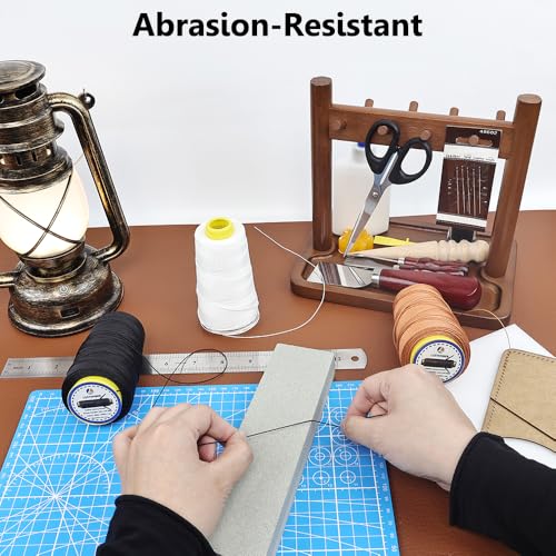 LUSTEMBER Heavy Duty Sewing Thread, 3 Rolls x 656 FT Extra Strong Nylon Upholstery Thread, Smooth Industrial String for Leather, Canvas, Outdoor Gear, Shoe Repair (Black, White, Brown) - Image 5