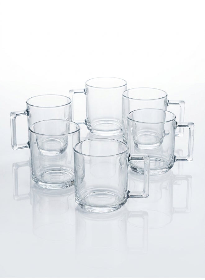 Luminarc A La Bonne Heure 6 piece Tea & Coffee Mug Set 25 cl, Tempered Glass, Dishwasher safe, Micowave safe - Image 1