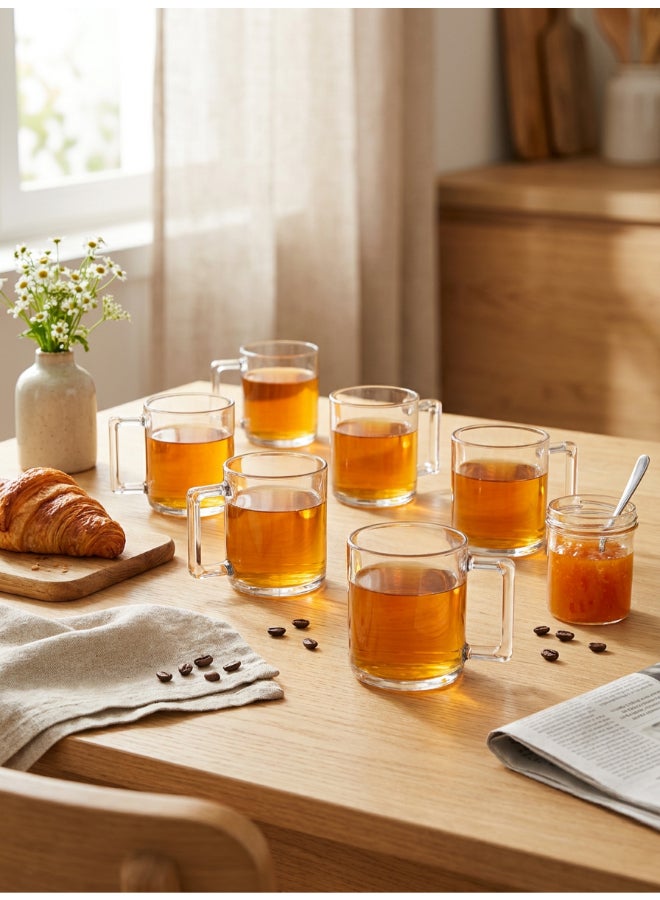 Luminarc A La Bonne Heure 6 piece Tea & Coffee Mug Set 25 cl, Tempered Glass, Dishwasher safe, Micowave safe - Image 3