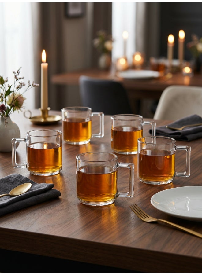 Luminarc A La Bonne Heure 6 piece Tea & Coffee Mug Set 25 cl, Tempered Glass, Dishwasher safe, Micowave safe - Image 4