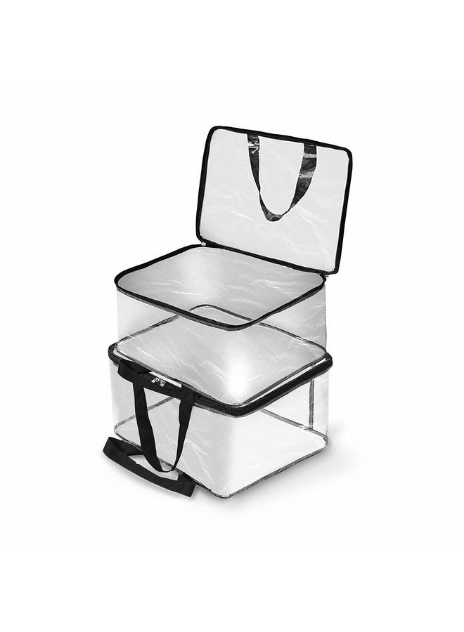 سولستيس مجموعة من 2 حقيبة تخزين شفافة من SOLSTICE لأغطية الساري والملابس والليهنغا والبطانيات وملاءات السرير والألعاب والمستندات | منظم خزانة الملابس | حقيبة تخزين شفافة - مجموعة من (2)، بلاستيك، 40 × 32 × 22 سم - Image 1