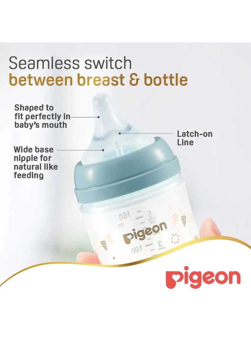 pigeon Pigeon SofTouch Peristaltic Plus Wide Neck Glass Nursing Bottle – 100% Silicone Nipple, BPA & BPS Free, 160ml  - Image 3
