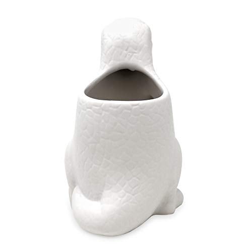 Isaac Jacobs White Ceramic Dinosaur Cup, Toothbrush Holder, Multi-Purpose Organizer, – Great for Toiletries, Bathroom, Kitchen, Crafts, Desk, Novelty Bathroom Accessory (Single Cup, White) - Image 3