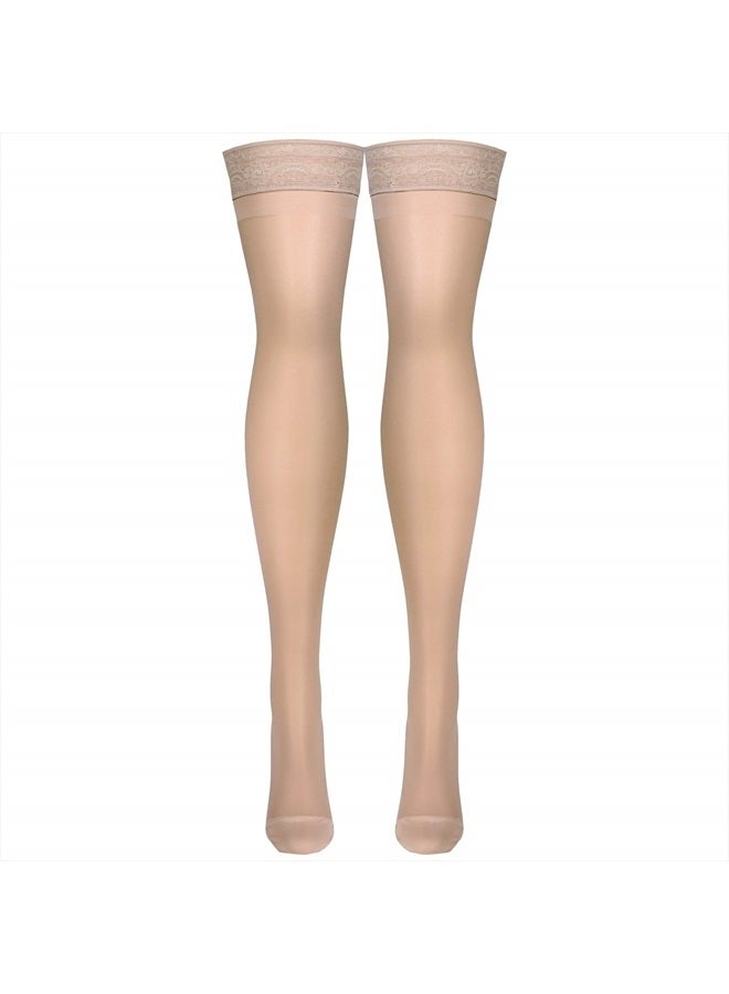 Truform Sheer Compression Stockings, 15-20 mmHg, Women's Thigh High Length, 20 Denier, Nude, Medium - Image 4