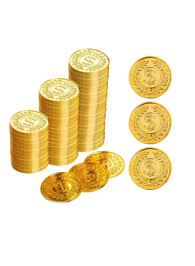 Vonokee 120 Pieces Plastic Gold Coins, Pirate Coins Bulks for Halloween,St.Patrick's Day Treasure Hunts, Chests, Cauldrons Decorations & Party Favors - Image 1
