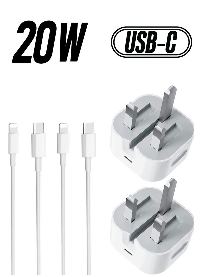 Gravity 2 Pack iPhone USB C Fast Charger, [Apple MFi Certified] 20W PD Type C Power Block Wall Charger Plug Adapter with 6.6FT USB-C to Lightning Cable Compatible with iPhone 14 PRO MAX - Image 1