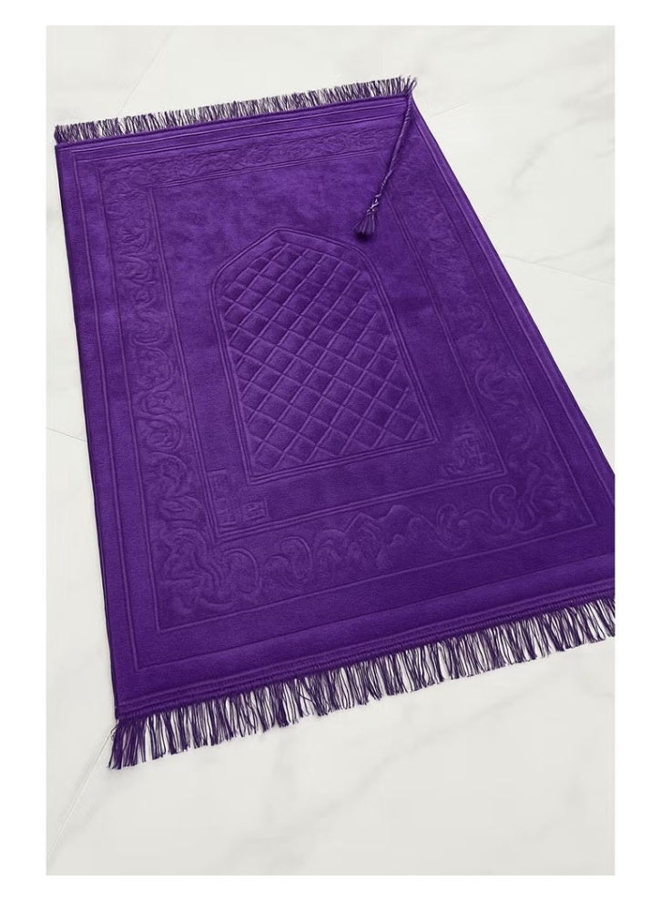 Farazdaq prayer rug, cotton fabric, comfortable lining, colors: gray, white, purple - Image 1