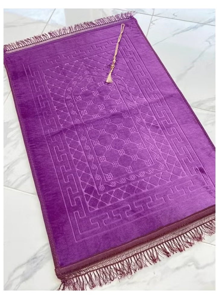 Farazdaq prayer rug, cotton fabric, comfortable lining, colors: gray, white, purple - Image 2