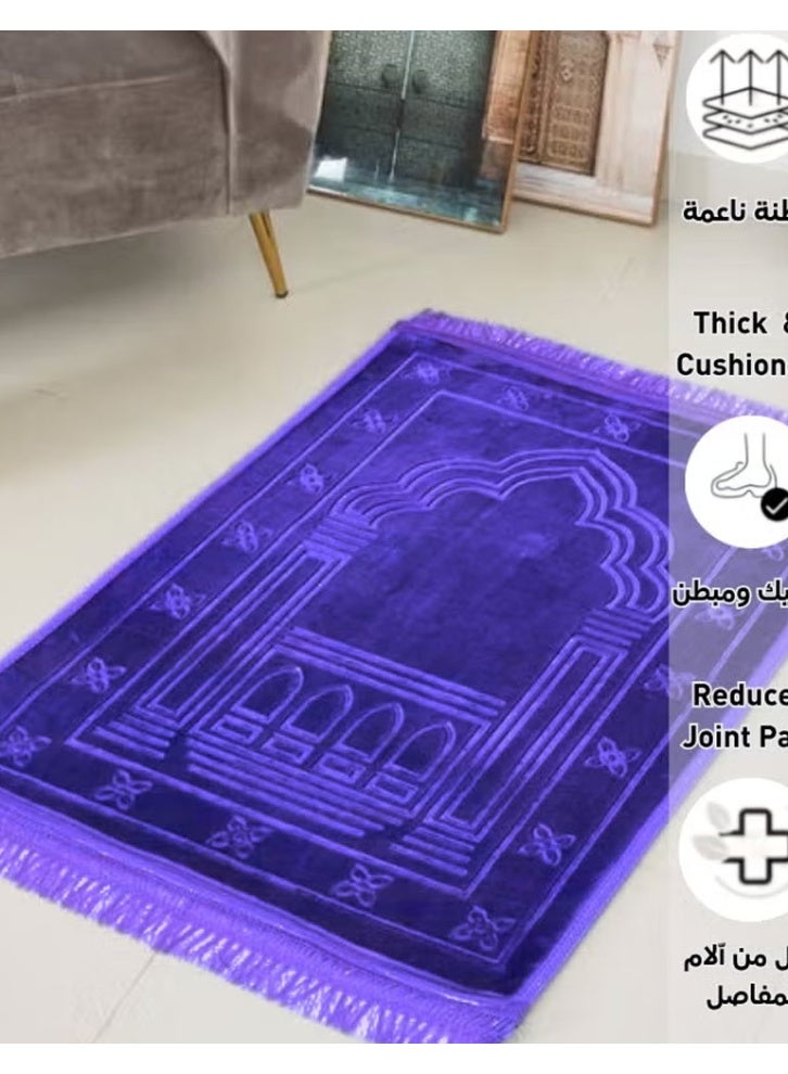 Farazdaq prayer rug, cotton fabric, comfortable lining, colors: gray, white, purple - Image 3