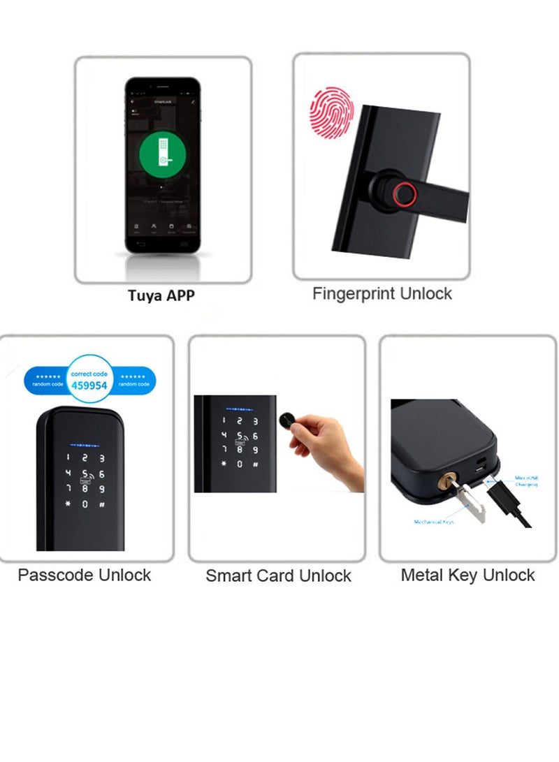 Tuya Smart Lock Fingerprint Lock Door Lock Keypad Door Lock with Handle Fingerprint Electronic Deadbolt Door Lock Smart Door Lock Compatible with Tuya APP - Image 3