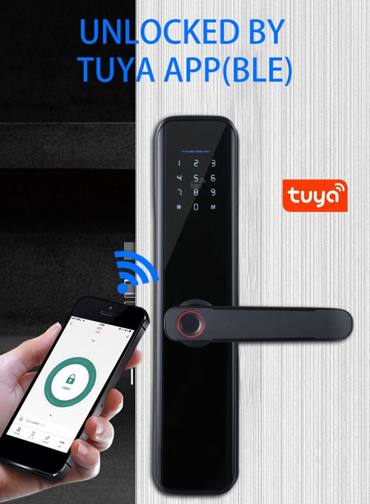 Tuya Smart Lock Fingerprint Lock Door Lock Keypad Door Lock with Handle Fingerprint Electronic Deadbolt Door Lock Smart Door Lock Compatible with Tuya APP - Image 4