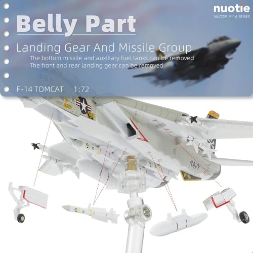 NUOTIE F-14A Tomcat 1/100 Metal Airplane Model Kits with Stand VF-84 Jolly Rogers DieCast Alloy Fighter Model Jet Replica Pre-Build Military Aircraft Collection for Display or Gift - Image 5