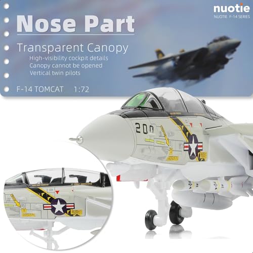 NUOTIE F-14A Tomcat 1/100 Metal Airplane Model Kits with Stand VF-84 Jolly Rogers DieCast Alloy Fighter Model Jet Replica Pre-Build Military Aircraft Collection for Display or Gift - Image 3