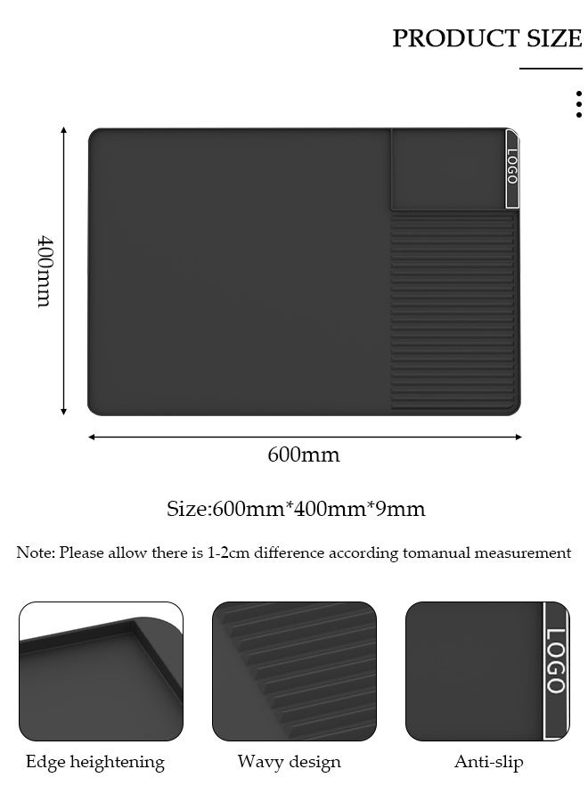 DUNISO Silicone Coffee Mat with Raised Edges, Coffee Bar Mat for Countertops, Coffee Maker Mat with Non-Slip Backed, Coffee Bar Accessories Fit Under Coffee Maker Espresso Machine, Dish Drying Mat for Kitchen Counter - Image 2