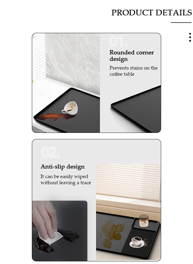 DUNISO Silicone Coffee Mat with Raised Edges, Coffee Bar Mat for Countertops, Coffee Maker Mat with Non-Slip Backed, Coffee Bar Accessories Fit Under Coffee Maker Espresso Machine, Dish Drying Mat for Kitchen Counter - Image 3