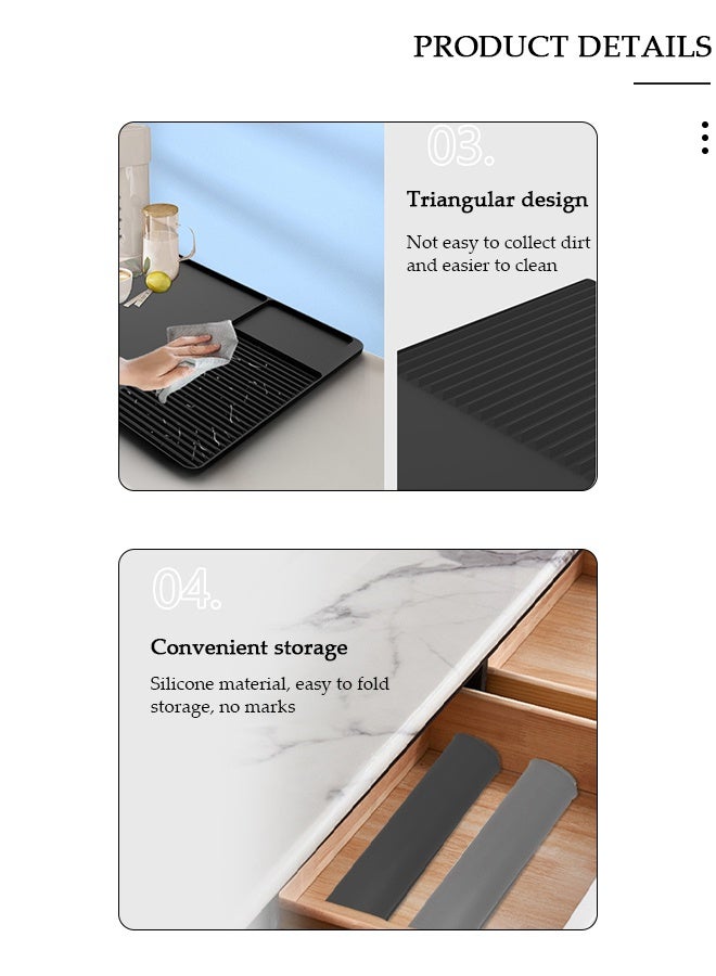 DUNISO Silicone Coffee Mat with Raised Edges, Coffee Bar Mat for Countertops, Coffee Maker Mat with Non-Slip Backed, Coffee Bar Accessories Fit Under Coffee Maker Espresso Machine, Dish Drying Mat for Kitchen Counter - Image 4