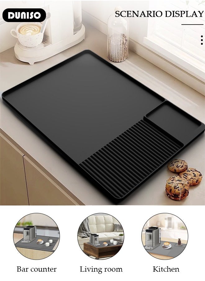 DUNISO Silicone Coffee Mat with Raised Edges, Coffee Bar Mat for Countertops, Coffee Maker Mat with Non-Slip Backed, Coffee Bar Accessories Fit Under Coffee Maker Espresso Machine, Dish Drying Mat for Kitchen Counter  - Image 4