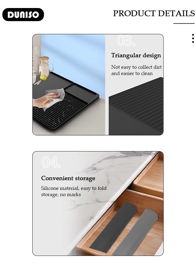 DUNISO Silicone Coffee Mat with Raised Edges, Coffee Bar Mat for Countertops, Coffee Maker Mat with Non-Slip Backed, Coffee Bar Accessories Fit Under Coffee Maker Espresso Machine, Dish Drying Mat for Kitchen Counter  - Image 5