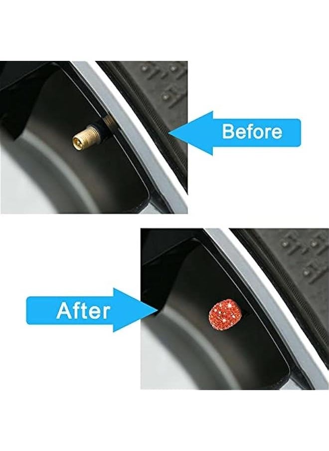 Generic Set of 4 Rhinestone Tire Valve Stem Caps Bling Car Accessory Compatible with Universal Wheel Air Stem Valve Orange  - Image 5
