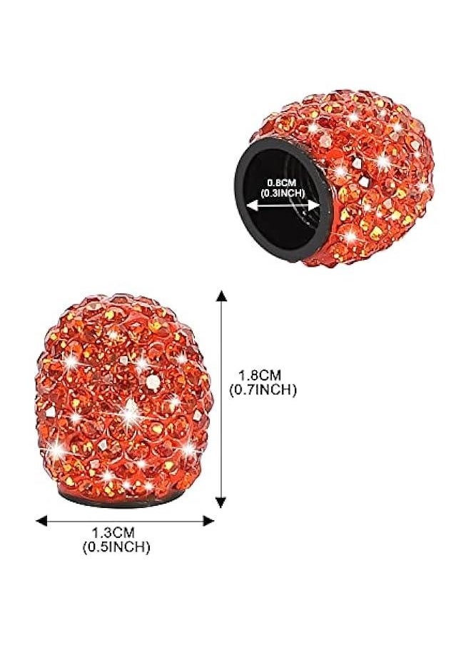 Generic Set of 4 Rhinestone Tire Valve Stem Caps Bling Car Accessory Compatible with Universal Wheel Air Stem Valve Orange  - Image 3