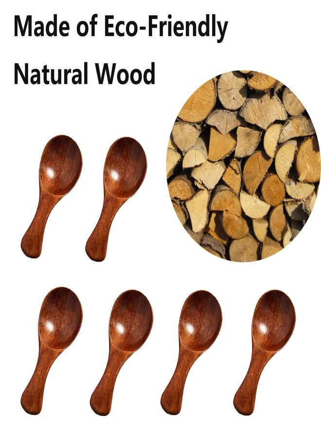 Asanta 6 PCS Mini Wooden Spoons, 3.2 Inch Tiny Spoons for Spices Jars, Small Wooden Condiment Spoon for Salt, Sugar, Honey, Pepper, Coffee, Ice Cream, Asanta Cute Little Wood Scoops for Canisters (Brown) - Image 3