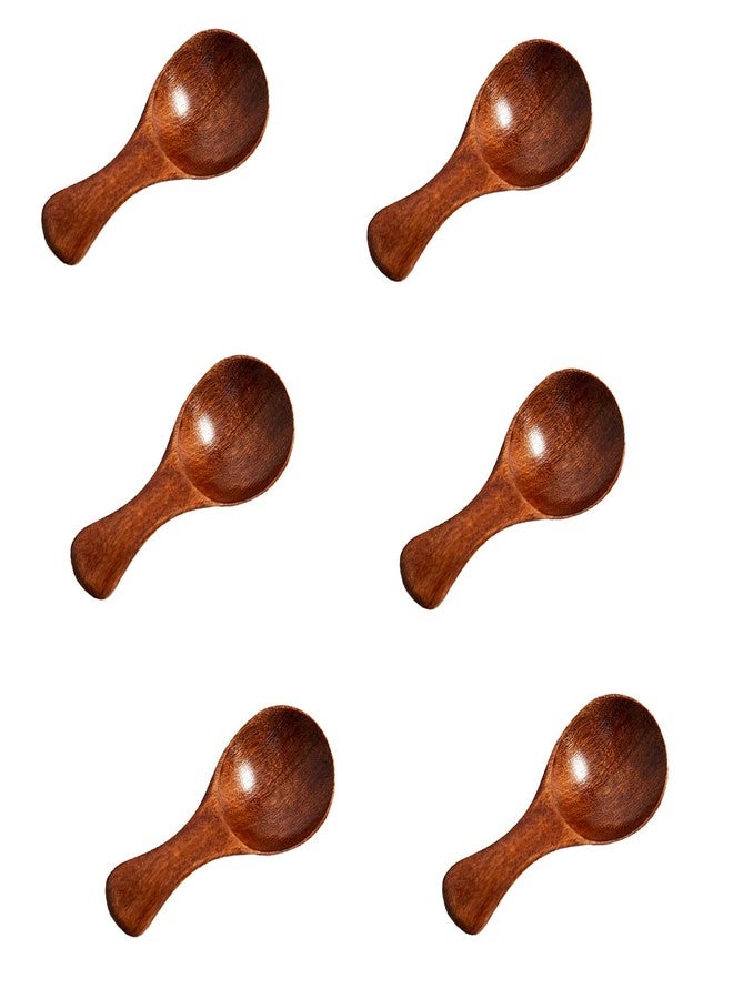 Asanta 6 PCS Mini Wooden Spoons, 3.2 Inch Tiny Spoons for Spices Jars, Small Wooden Condiment Spoon for Salt, Sugar, Honey, Pepper, Coffee, Ice Cream, Asanta Cute Little Wood Scoops for Canisters (Brown) - Image 1