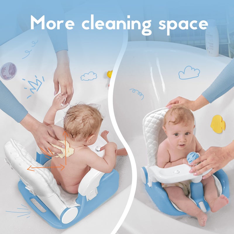 BabyBond Baby Bath Seat with Sitting & Lying 2 Modes, 3-Speed Adjustment, Powerful Suction Cups, Infant Bathtub Chair with Soft and Comfortable Towel, Folding and Hanging - Image 4