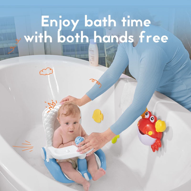 BabyBond Baby Bath Seat with Sitting & Lying 2 Modes, 3-Speed Adjustment, Powerful Suction Cups, Infant Bathtub Chair with Soft and Comfortable Towel, Folding and Hanging - Image 3