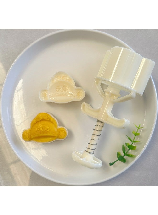 Hongyin Product 50g Official Hat Money Rabbit Eight Directions See Money Peach Mountain Ice Skin Moon Cake Mung Bean Cake Tea Snack Mold Suit-Specifications:50g Official Hat Set (1 Mold, 1 Piece)-color:Off-white - Image 2