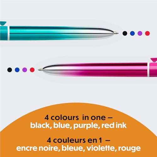 Bic قلم حبر جاف قابل للسحب بأربعة ألوان من بيك بتدرج سلس، 1.0 مم نقطة متوسطة، عبوة من 2 في حبر متنوع - Image 3