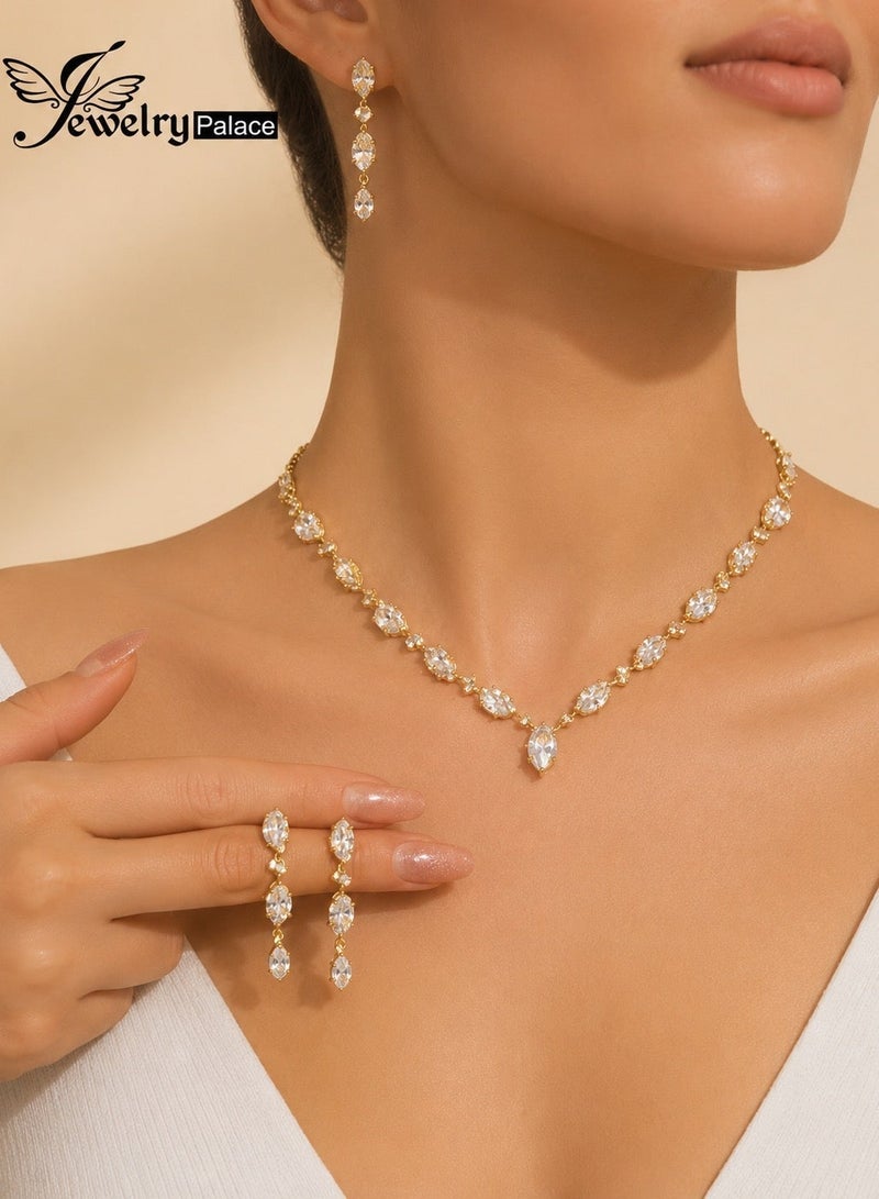JewelryPalace 2 Pcs Zirconia Jewelry Set For Women, Necklace And Earrings Set, Elegant Occasion Accessories - Image 1