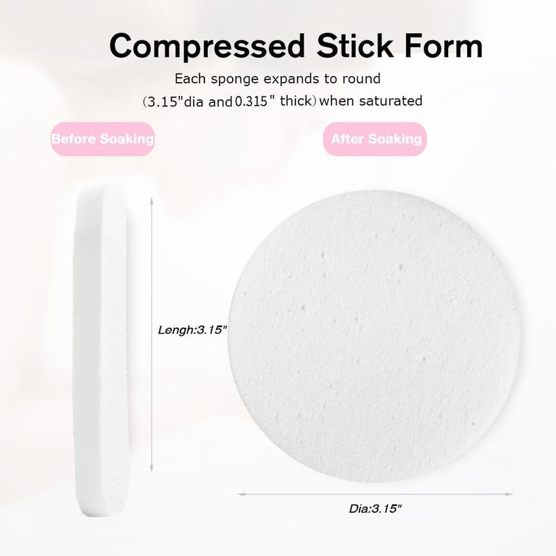 Odluzy 60 Count Facial Sponge Compressed, Natural Face Sponges for Cleansing Disposable Facial Exfoliating Pads for Estheticians, White - Image 2