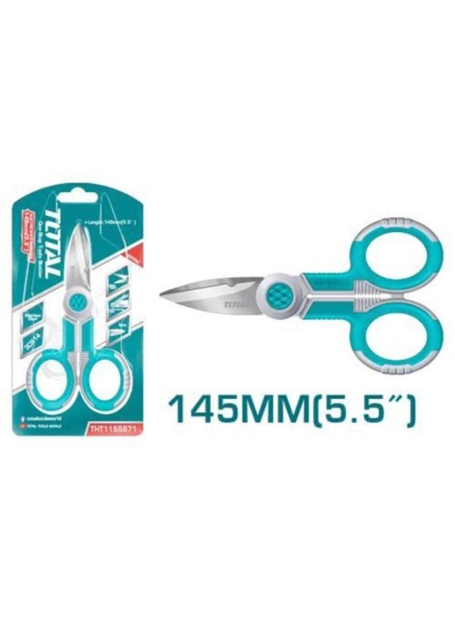 TOTAL Electrician's Scissors – 5.5-Inch Multi-Purpose Cutting Tool for Wires, Cables, and Electrical Work - Image 1