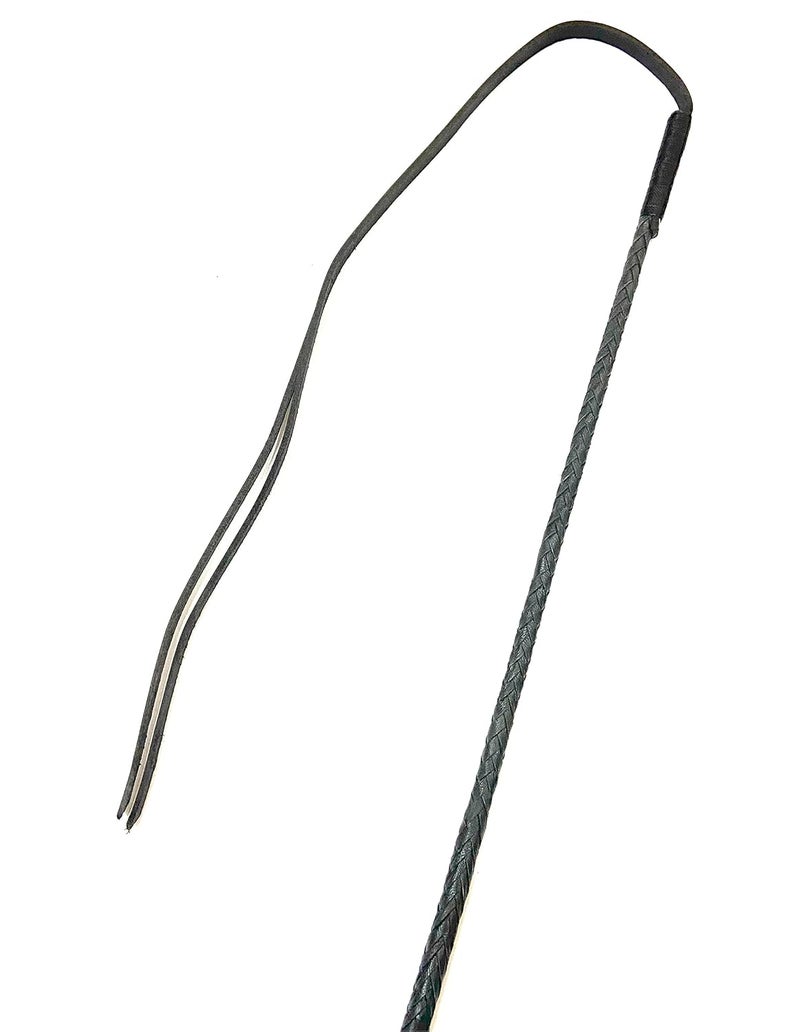 PETS TRIANGLE Leather Braided Popper Whip Ideal for Horse Training, 42 inches Gray - Image 3
