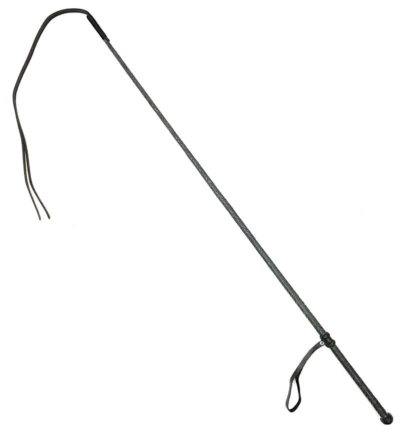 PETS TRIANGLE Leather Braided Popper Whip Ideal for Horse Training, 42 inches Gray - Image 5