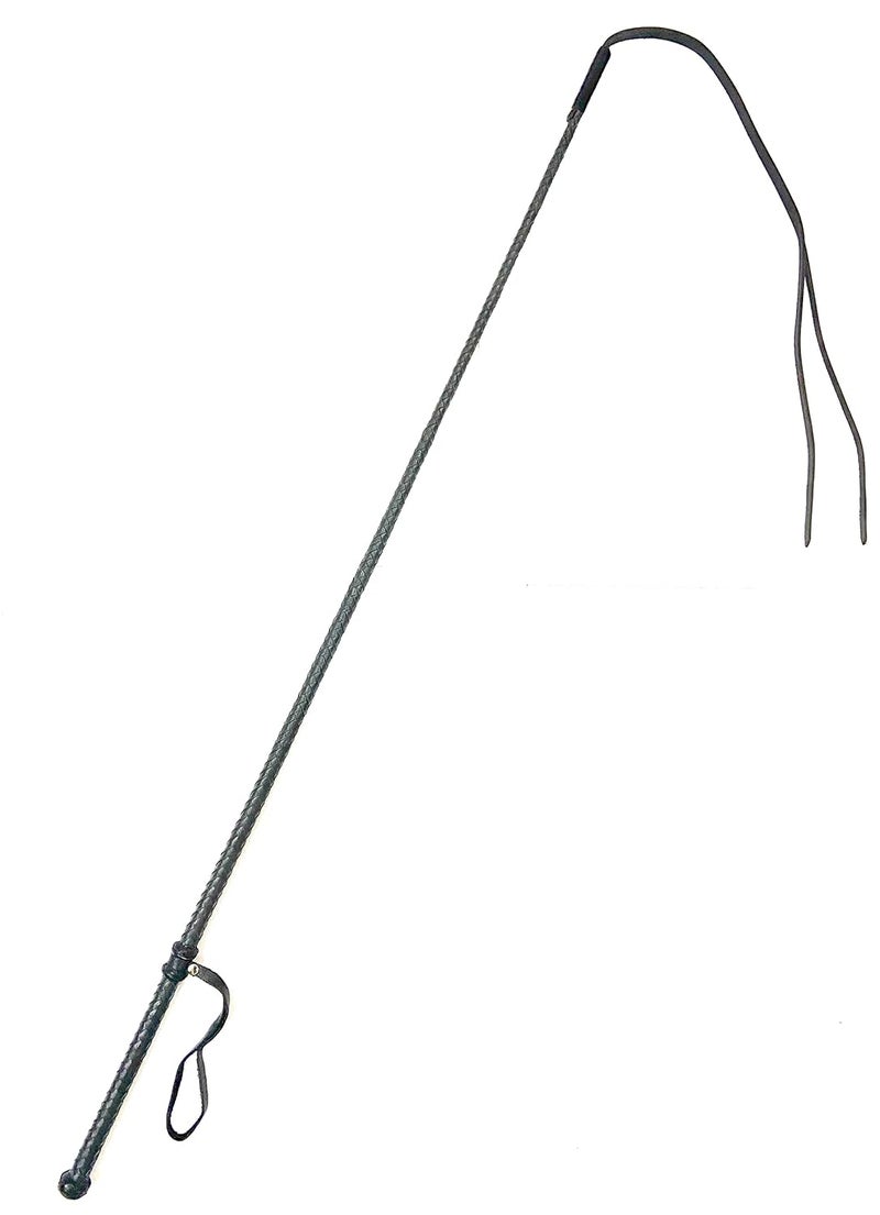 PETS TRIANGLE Leather Braided Popper Whip Ideal for Horse Training, 42 inches Gray - Image 2