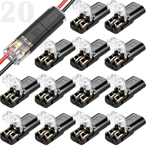 Seamaka Double Wire Plug In Connector,Low Voltage Wire Connector,2 Pin Led Light Strip Connector,Quick Connect Wire connectors,Wire Quick Connectors for 18-22 AWG 20PCS - Image 1