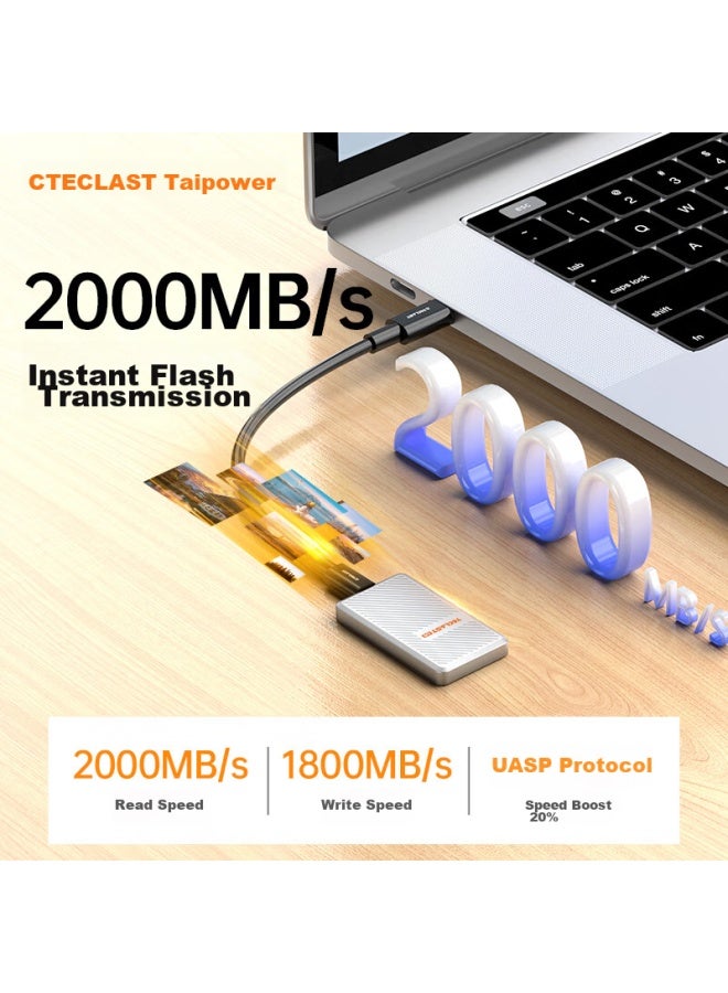 Teclast 1tb Portable Solid State Drive With Type-c Interface, Usb3.2 Direct Connection To Phones, Portable External Storage Hard Drive For Computers, 2000mb/s - Image 2