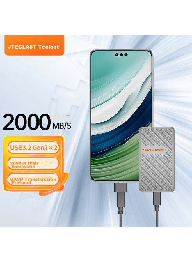 Teclast 1tb Portable Solid State Drive With Type-c Interface, Usb3.2 Direct Connection To Phones, Portable External Storage Hard Drive For Computers, 2000mb/s - Image 1