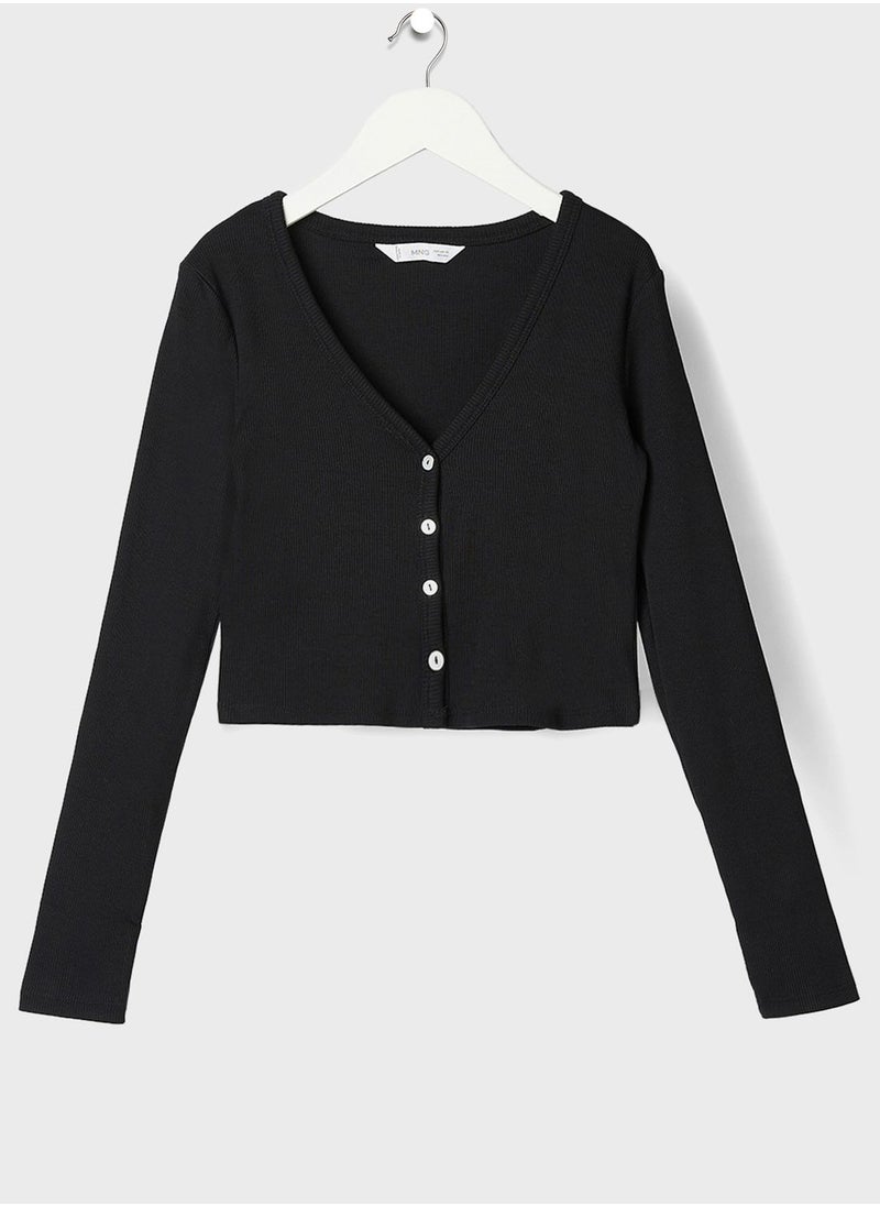 MANGO - Youth V-Neck Crop T-Shirt - Image 1