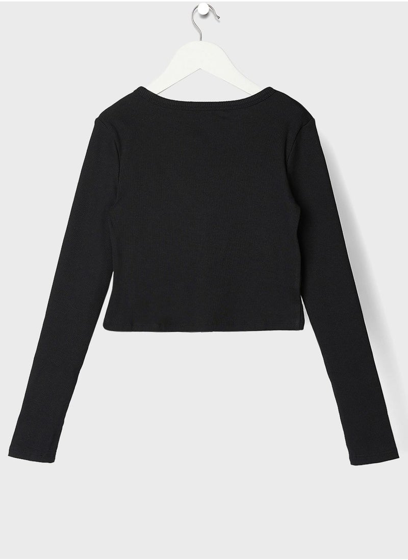 MANGO - Youth V-Neck Crop T-Shirt - Image 1