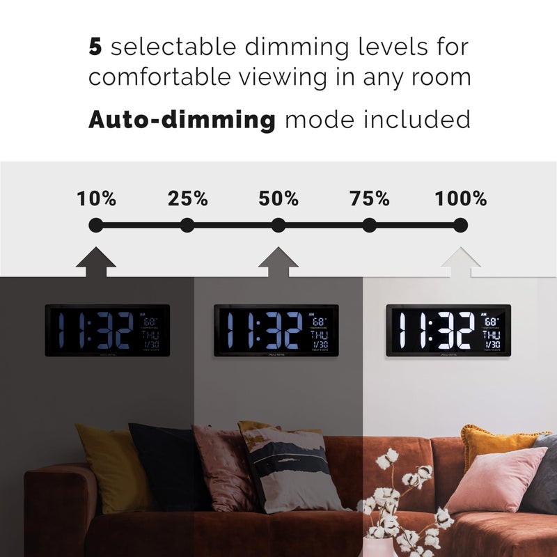 AcuRite 75159M 14.5" Large White LED Digital Clock Inch - Image 2