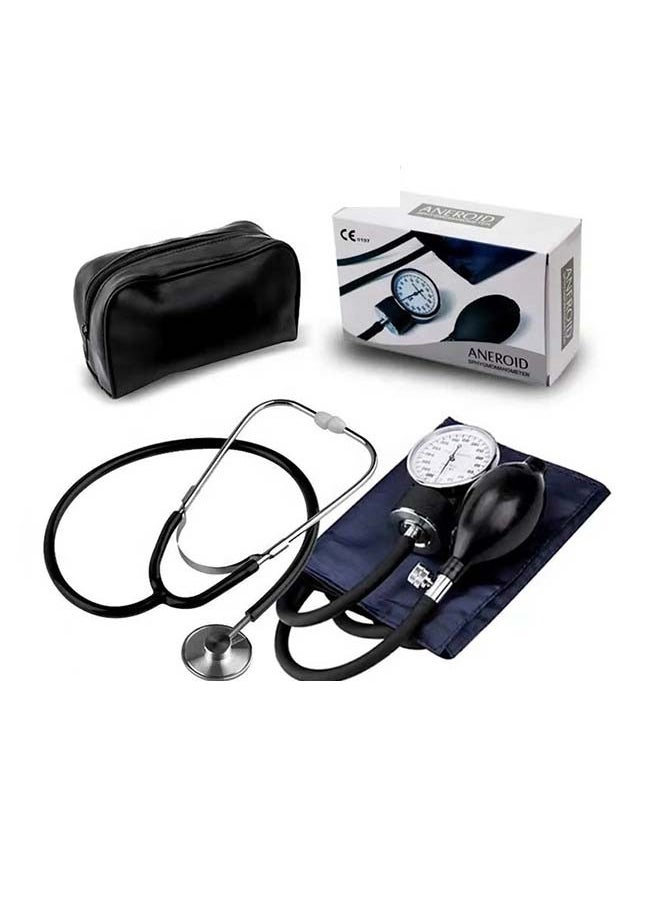 Generic - Manual Sphygmomanometer with Single - head Stethoscope Kit - Arm - type, Dial - type for Heart Rate Monitoring and Medical Diagnosis, Aneroid Type with Single - head Stethoscope - Image 1