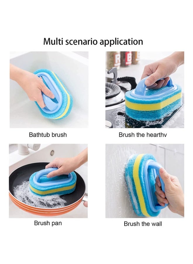 JZS Cleaning Brush for Bathroom Kitchen Bathtub Toilet Cleaner All Purpose Shower Sponge Scrubbing Brush with Ergonomic Handle, Green - Image 4