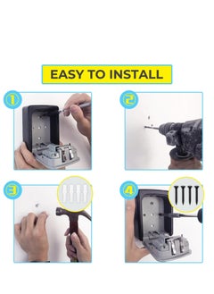Generic 4-digit, wall-mounted, weather-resistant key safe for outdoor use, mini Key Safe, external Key Box, key hiding place for keys and door card - multi-color - from Rana store  - Image 2