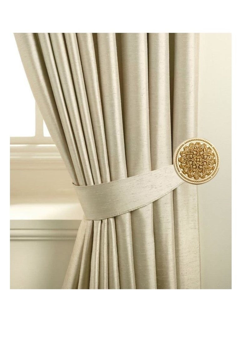 IDT 1 Pair Curtain Holdbacks Window Tie Backs Holders For Bedroom Wall Office Decor Home Sheer Blackout Drapes Blind Curtains Decorations Accessories Buckle Hooks Golden Colour - Image 1