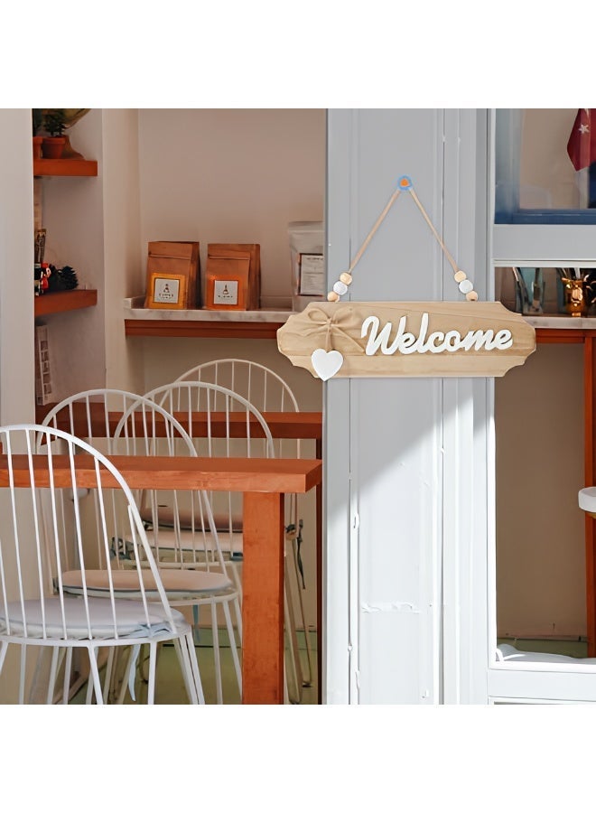 TrustMate Wooden Welcome Hanging Sign for Front Door & Wall Decor, Rustic Home Entryway Plaque with Jute Rope, Wooden Wall Decor for Coffee Bar, Office & Shop – 10.16 × 7.87 × 0.31 in (25.8 × 20 × 0.8 cm) - Image 3