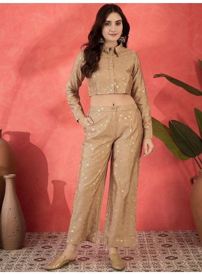 AKS Gold Silk Co Ord Set - Image 1