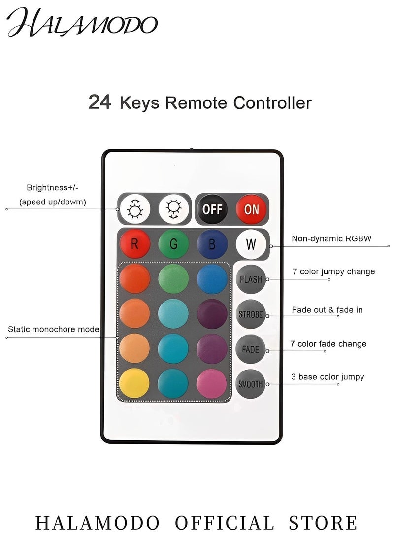 HALAMODO - 2PCS RGB LED Strip Lights 16.4 Ft LED Strip Lights with 24 Keys Remote Controller Dimmable Colour-changing Self-Adhesive Cuttable Strip Lights with 16 Modes for TV & Computer Monitor Screen Decor - Image 1
